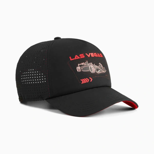 ¡Sombrero Trucker F1® Las Vegas PUMA! La adrenalina de la ciudad, en tu cabeza. ¡Corre por él!